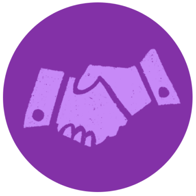 Purple handshake icon for Oregon Lottery