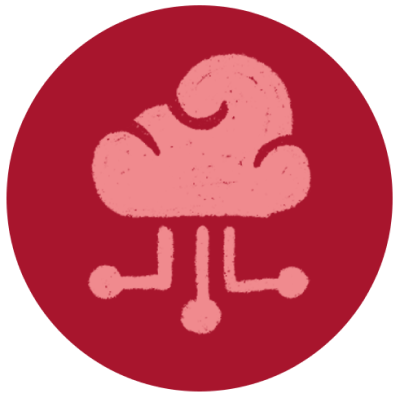 Red icon with wifi cloud symbol for Oregon Lottery