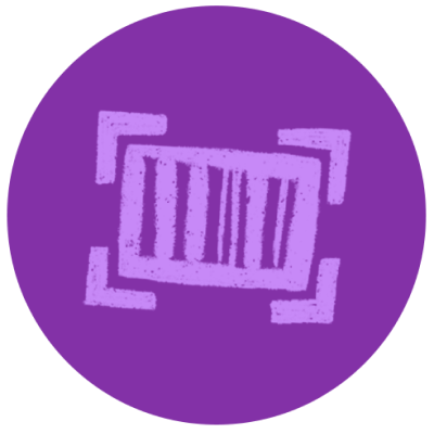 Purple icon of a barcode for Oregon Lottery
