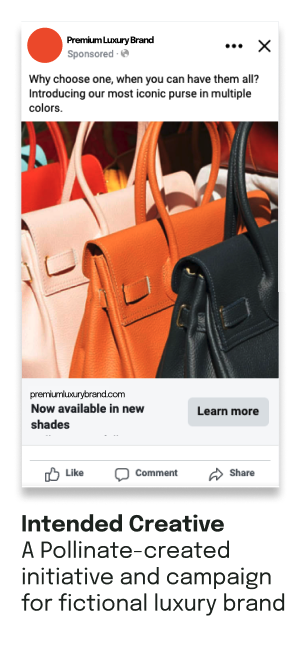 Intended Creative
A Pollinate-created initiative and campaign for fictional luxury brand
